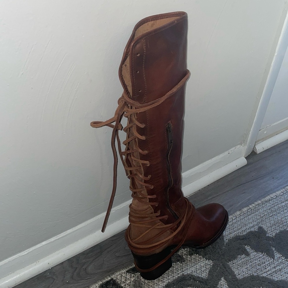 Freebird STEVEN Brown Heeled Boots COAL Lace Up Boots Like New Sz 10M - Picture 9 of 14